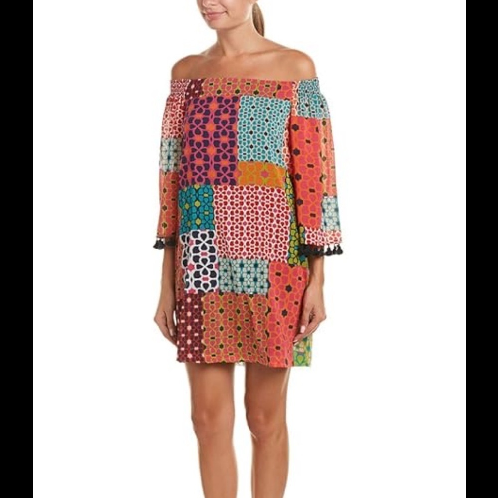 Trina Turk Size 2 Amaris Shangri La Patchwork Off the Shoulder Dress